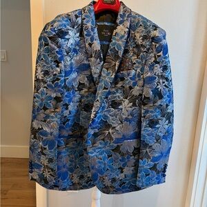 Men's Blue Floral Jacquard Sport Coat